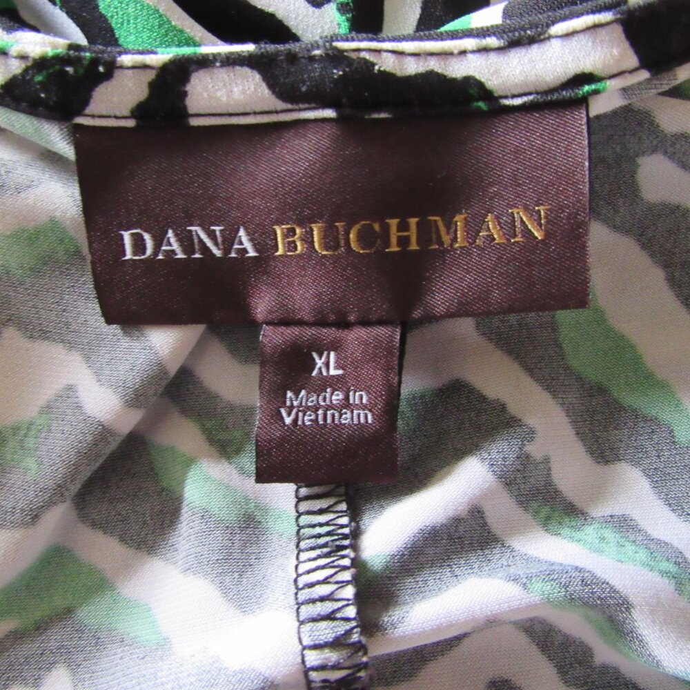 Dana Buchman Ruched Casual Midi Black/Green/White Dress Size XL - Picture 4 of 4